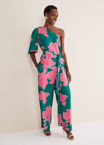 Phase Eight Madison Abstracts Co-Ord Trousers Green/Pink USA | 9583067-QP